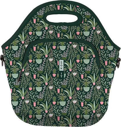 Sok It LunchTote Zippered Bag Insulated Neoprene Caddy (Green Living, X-Large 6.5 Quart Lunch Tote)