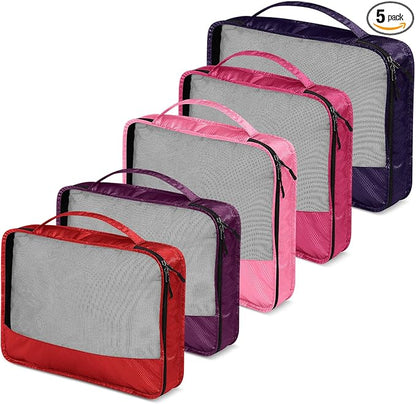 5 Pcs Packing Cubes for Suitcase Large Travel Cubes Carry on Luggage Organizer Bags for Clothes Accessories(Mixed,Purple)