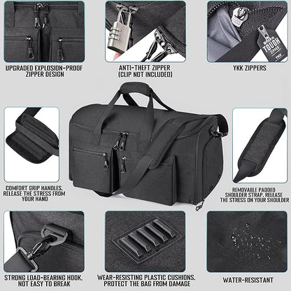 Convertible Garment Duffel Bag with Mesh Storage Bag, Water-Resistance Carry On Garment Bag with Suit Compartment, 2 in 1 Hanging Suit Travel Bag (Black)
