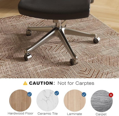 Office Chair Mat for Hardwood & Tile Floor, 36" × 48" Desk Chair Mat for Rolling Chairs, Anti-Slip Under Desk Rug Floor Protector for Home Office, Washable Area Rug for Living Room, Brown