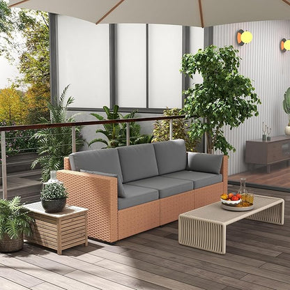 Outsunny Patio Couch PE Wicker Deep Seating Outdoor Sofa