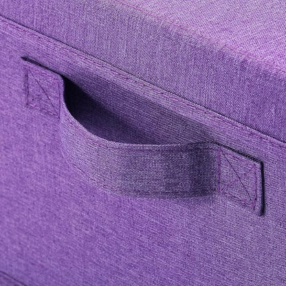 HOONEX Foldable Storage Bins with Lids, Pack of 2, Storage Boxes with 2 Carrying Handles and Sturdy Heavy Cardboard, 16.5" L x 11.8" W x 7.5" H for Shoes, Books, Clothes, Purple