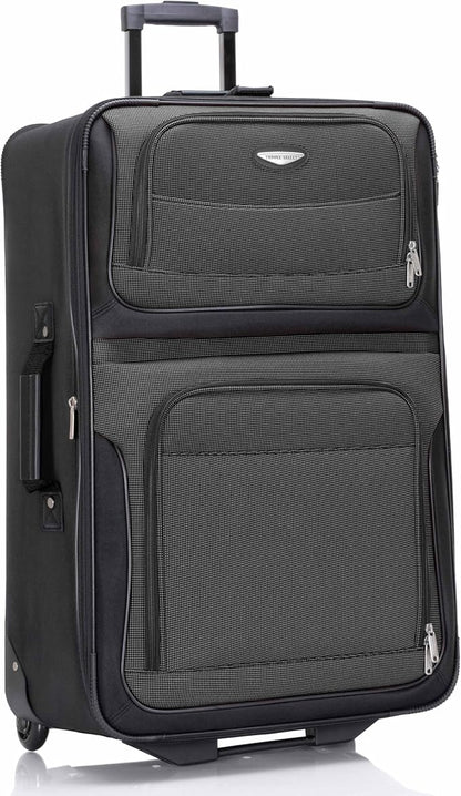 Travel Select Amsterdam 29-Inch Softside Expandable Rolling Upright Luggage, Lightweight 2-Wheel Check-In Suitcase with Push-Button Handle, Gray