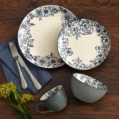Pfaltzgraff Gabriela Blue 16-Piece Dinnerware Set, Service