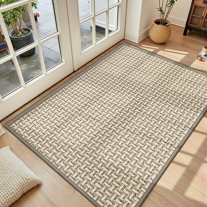 LEKEEPGO Door Mat Indoor Entrance 36"x59", Absorbent Indoor Door Mat Large, Non Slip Rubber Backing Inside Door Mats, Washable Floor Mat, Low-Profile Doormat for Front Door, Entryway, Entrance, Grey