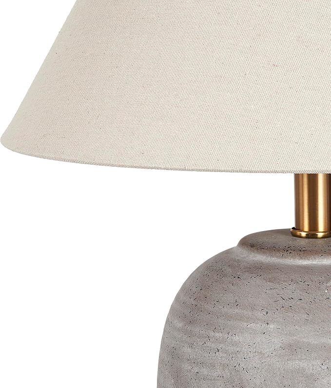 Nourison Home 23" Rustic Brown (Gray Undertones) Ceramic Pot Table Lamp for Bedroom, Living Room, Dining, Home Office, Entryway