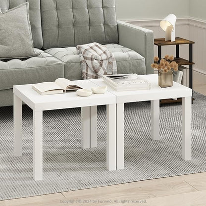 Furinno Classic Coffee Table Set of 2, Square Modern Coffee Table