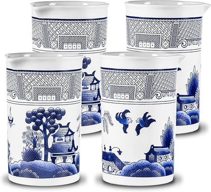 PIÑA BARWARE Seamless Professional Porcelain Mixing Glass – 600mL / 20oz (Traditional Blue Willow Pattern, 4)