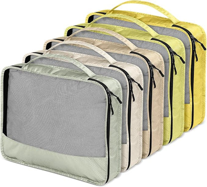 5 Pcs Packing Cubes for Suitcase Large Travel Cubes Carry on Luggage Organizer Bags for Clothes Accessories(L,Yellow)