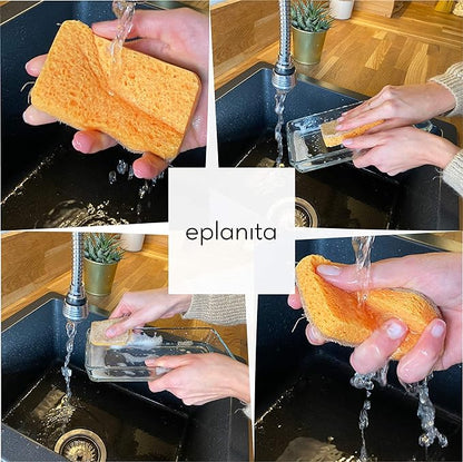 eplanita Natural Plant Based Scrub Sponges (6 Pack), Non-Scratch, Biodegradable Eco Scourers for Kitchen and Bathroom
