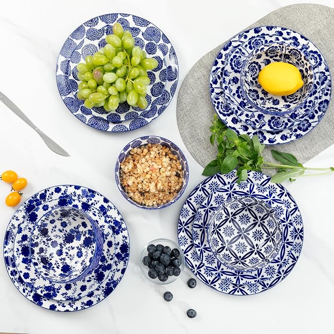 LEHAHA 12 Pieces Modern Porcelain Dinnerware Set，Service