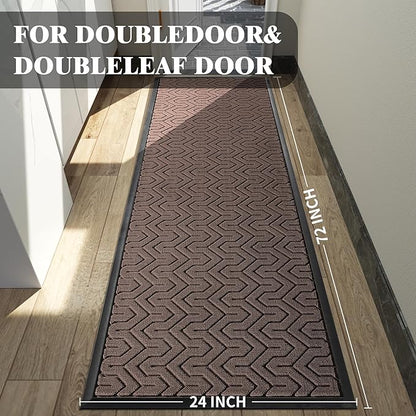 Yimobra 72x24 Indoor Outdoor Runner Rug, Heavy-Duty Waterproof Entrance Mat for High Traffic Areas, Commercial Grade Welcome Door Mat, Easy Clean, Brown
