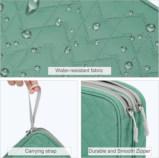 FYY Electronic Organizer, Large Travel Cable Organizer Bag Pouch Electronic Accessories Carry Case Portable Waterproof Double Layers All-in-One Storage Bag for Cable, Cord, Charger, Pattern Green