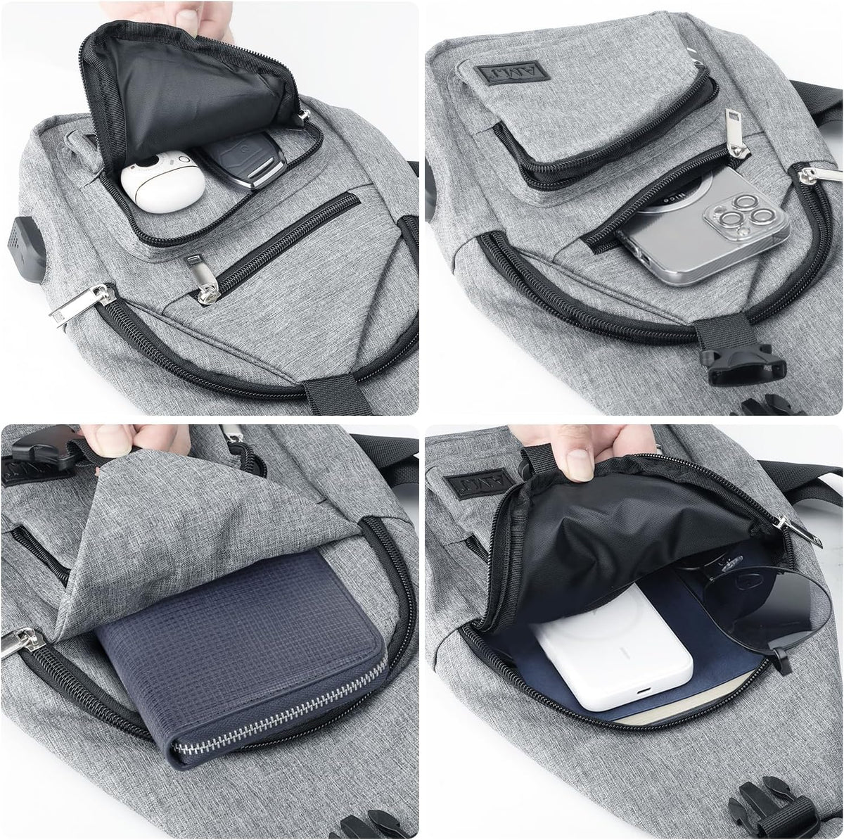 AMJ Crossbody Sling Bag Men Women, Casual Shoulder Backpack, Chest Daypack Satchel for Hiking Travel