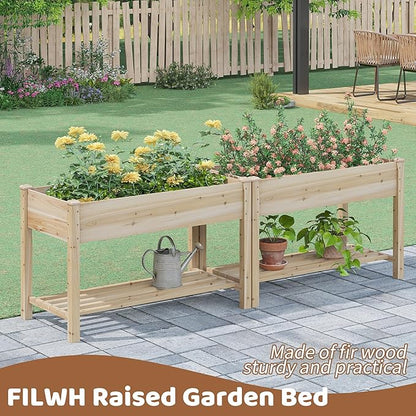 FILWH Raised Garden Bed with Legs Elevated Wooden Planter Box Stand Large