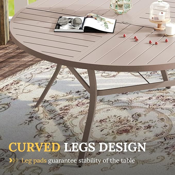 VICLLAX Round Patio Table with Adjustable Umbrella Hole