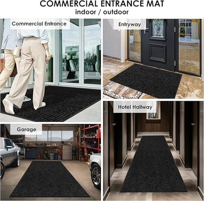 4′ x 13′ Front Door Mat Indoor Outdoor Entrance, Commercial Floor Mat Heavy Duty Dirt Trapper Entryway Doormat, Custom Size Non Slip Rubber Backing Welcome mat, Door Mat for High Traffic Area