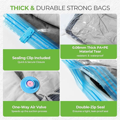 Vacuum Storage Bags for Travel - 15 Pack Compression Packing with Wireless Electric Pump for Luggage Vacuum Seal Bags for Clothes Suitcase Space Saver Organizer 5 XSmall/5 Small/5 Medium