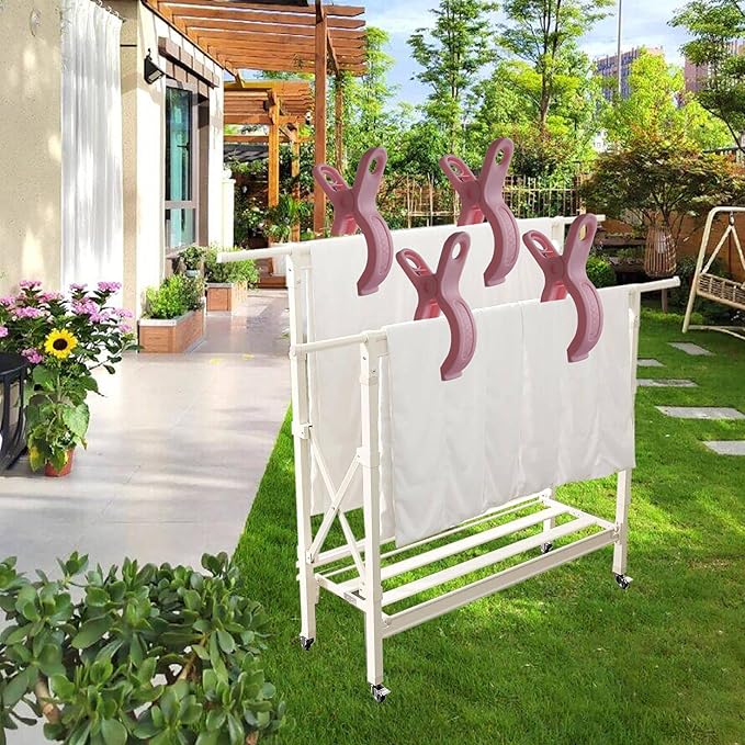 Plastic Clothes Pins Spring Clips Heavy Duty Laundry Clothespins Beach Towel Clips Clothes Pins Air-Drying Clothing Pin ，Set of 8 (Pink)