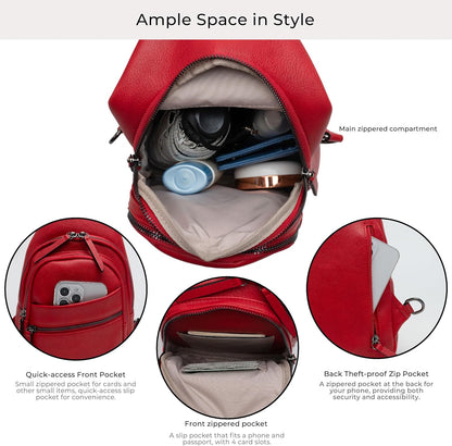 Alldaily Large Sling Bag for Women Crossbody Purse Leather Fashionable Trendy Chest Bag for Travel, Fanny Pack (Red)