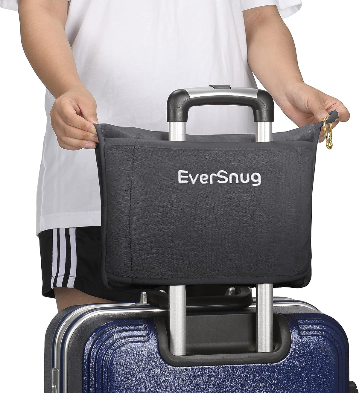 EverSnug Travel Blanket and Pillow - Ultra-Soft, Compact & Lightweight, 65x40 Inches, with Carry Case, Luggage Sleeve & Backpack Clip for Airplane Comfort (Grey)