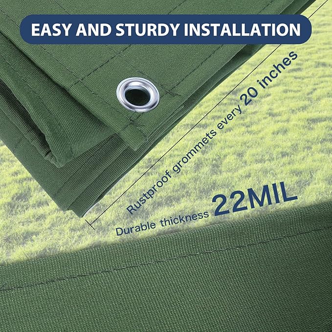 10’x12’ Canvas Tarps Heavy Duty Waterproof Tarpaulins with Aluminum Grommets,UV Resistant, 22Mil Multipurpose Drop Cloth, 14oz Durable Cover Sheet for Outdoor and Indoor Use with Ropes.