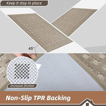 BEQHAUSE Waffle Door Mats Indoor 36"x60", Dog Mat for Muddy Paws Absorbent and Dirt Resist Floor Mats Non-Slip Washable Rugs for Entryway, Welcome Mat for Front Back Door, Muddy Wet Shoes, Beige