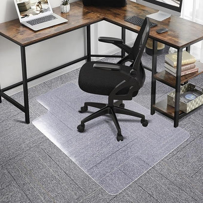 SALLOUS Clear Chair Mat for Carpet, 53" x 45" Heavy Duty Vinyl Floor Mat for Carpeted Floors, Gaming Chair Mat with Tap, Rolling Under Desk Floor Mat for Home Office