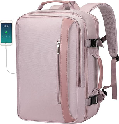 PIJUSHI Travel Backpack for Women Expandable Carry on Luggage Backpack Airline Approved Personal Item Laptop Bag(PE034 Light Purple)