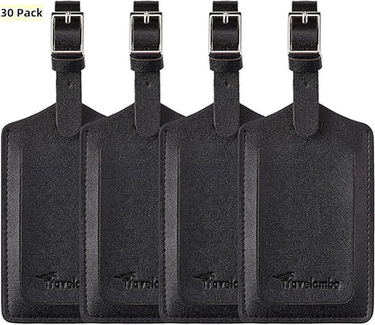 Travelambo Luggage Tags for Suitcases PU Leather Travel Tags Bag Tags Privacy Protection Travel Essentials