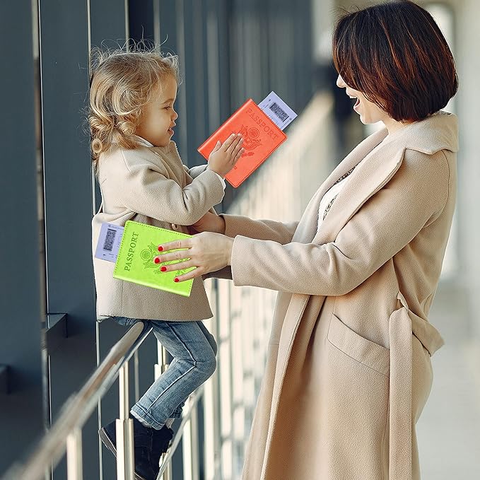 Herain Green & Orange Passport Holder for Travel, Cruise Essentials Passport Wallet Cover Case for Family Women Men, Travel Accessorie Gifts Must Haves Passports Book Protector