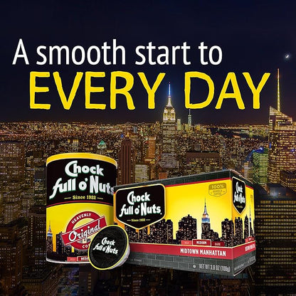 Chock Full o’Nuts Heavenly Hazelnut Roast, Medium Roast K-Cups, Flavored to Perfection with a Great Hazelnut Taste - Compatible with Keurig Pods K-Cup Brewers (1 Pack of 12 Single-Serve Cups)