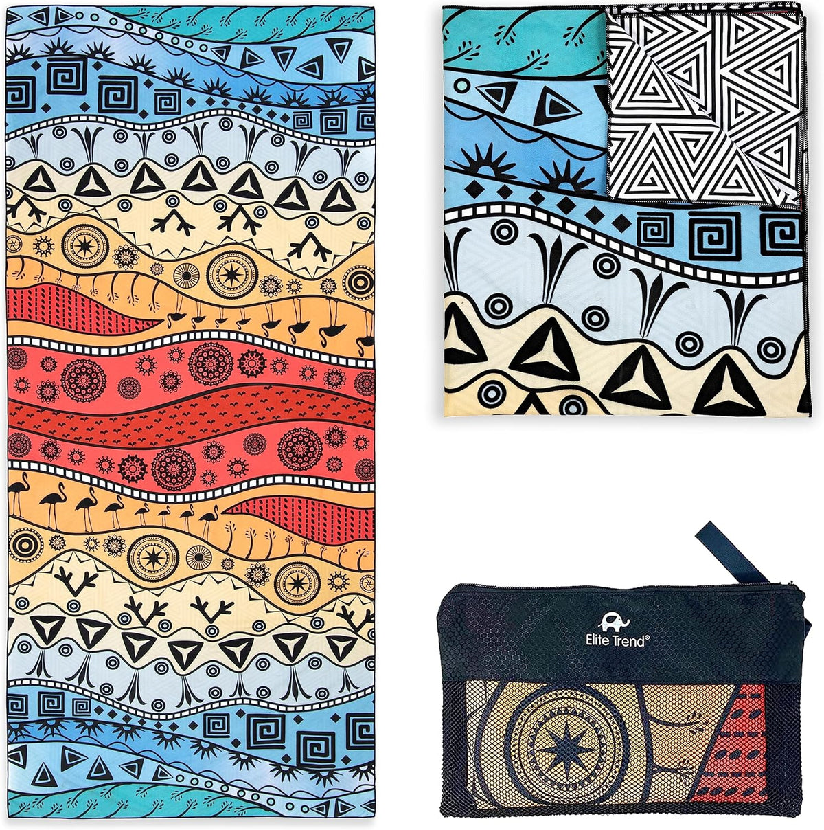 Quick Dry Towel Extra Large 78x35 Inch - Microfiber Beach Towel - Perfect for Beach, Travel, Swimming, Pool, Yoga, Hiking, Camping - Lightweight, Fast Drying, Compact for Adults (The Wild)