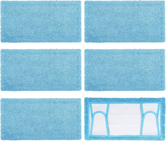 Reusable Mop Pad for Swiffer Sweeper Mop, 12.5'' Microfiber Mop Pad Refill Washable for Hard Floor Baseboard Cleaning, Wet/Dry Cleaning Pad, 6 Pack