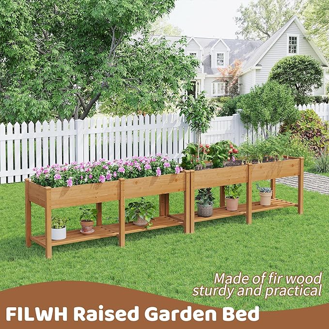 FILWH Raised Garden Bed with Legs Elevated Wooden Planter Box Stand Large