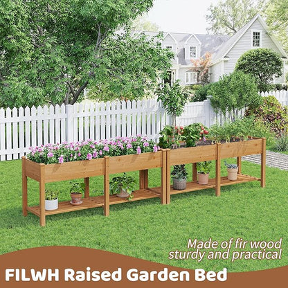 FILWH Raised Garden Bed with Legs Elevated Wooden Planter Box Stand Large